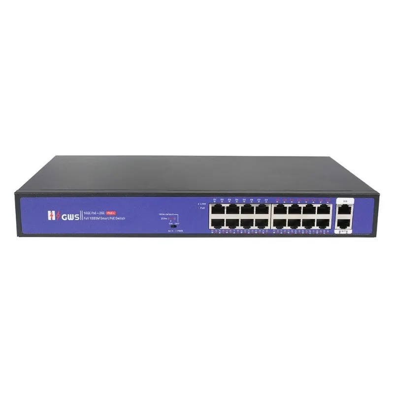 CCTV 120W Power Supply MOQ 1Pcs Full Gigabit 18 Ports Smart AI PoE Network Switches DC48V Factory New Original