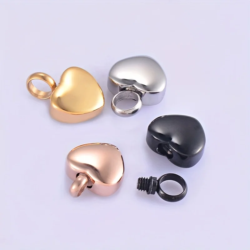 Stainless Steel Small Heart Locket Cremation Heart Charms Memorial Ashes Urn Necklace Jewelry Keepsake Colorful Heart Urn Gift