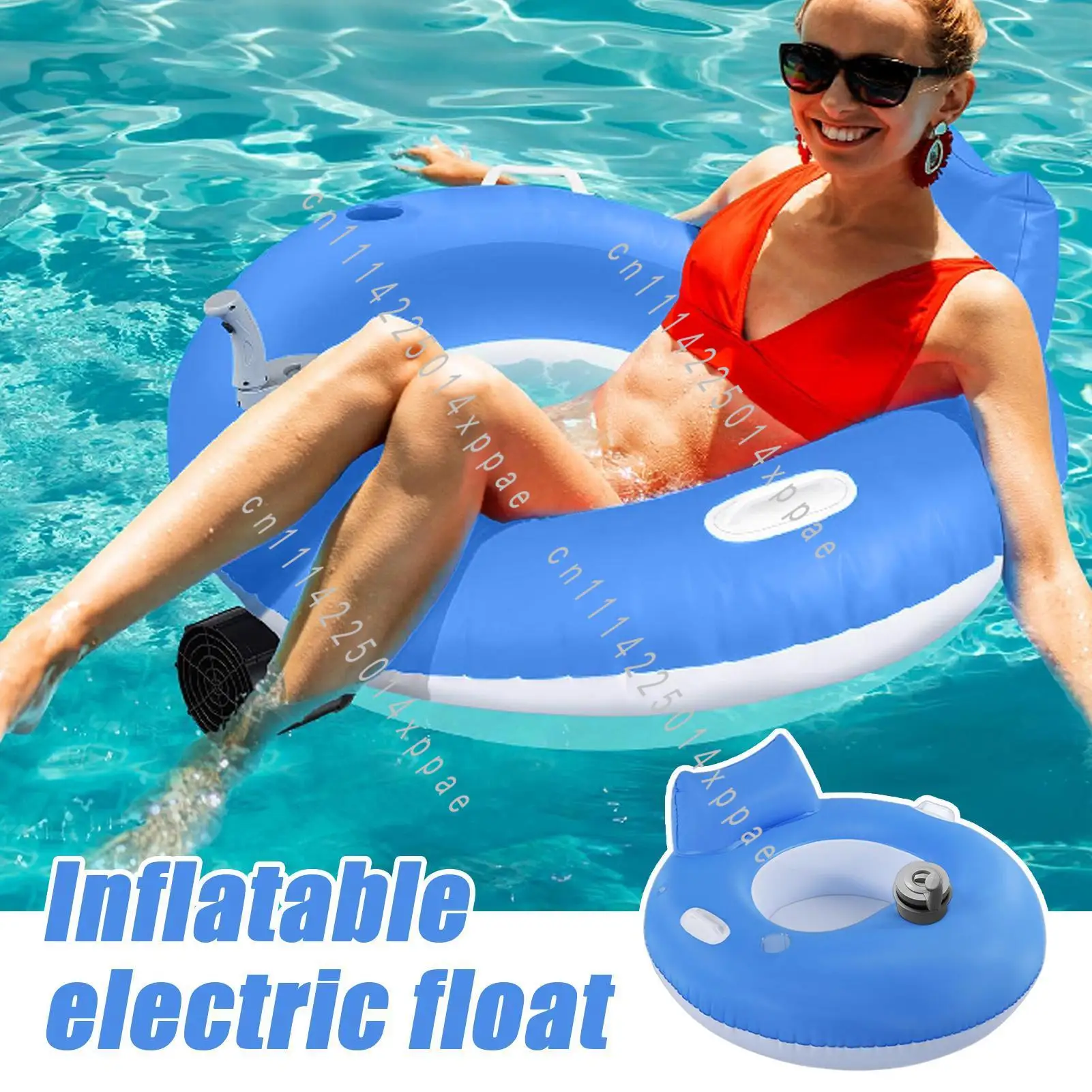 For Adults Swimming New Inflatable Electric Float with Built-in Electric Propeller Outdoor Pool Lounger with Folding Backrest