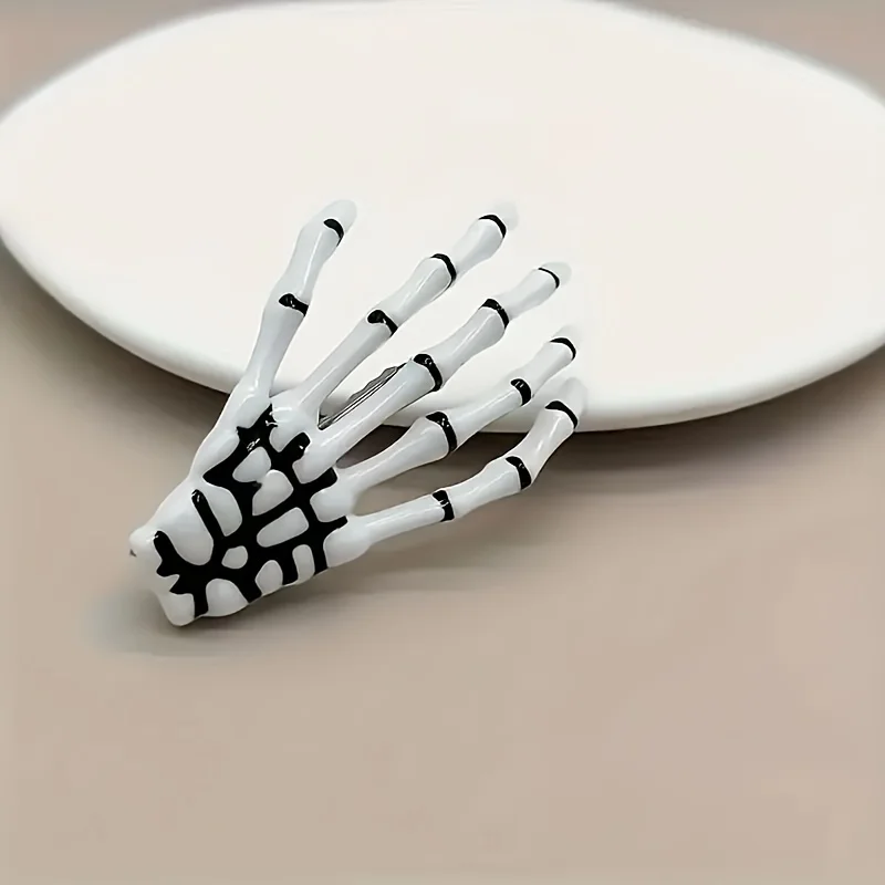 1 pezzo di clip per artiglio per capelli scheletro di Halloween, fibbia a mano scheletro, fermaglio per capelli con artiglio in osso di zombie, festa horror femminile