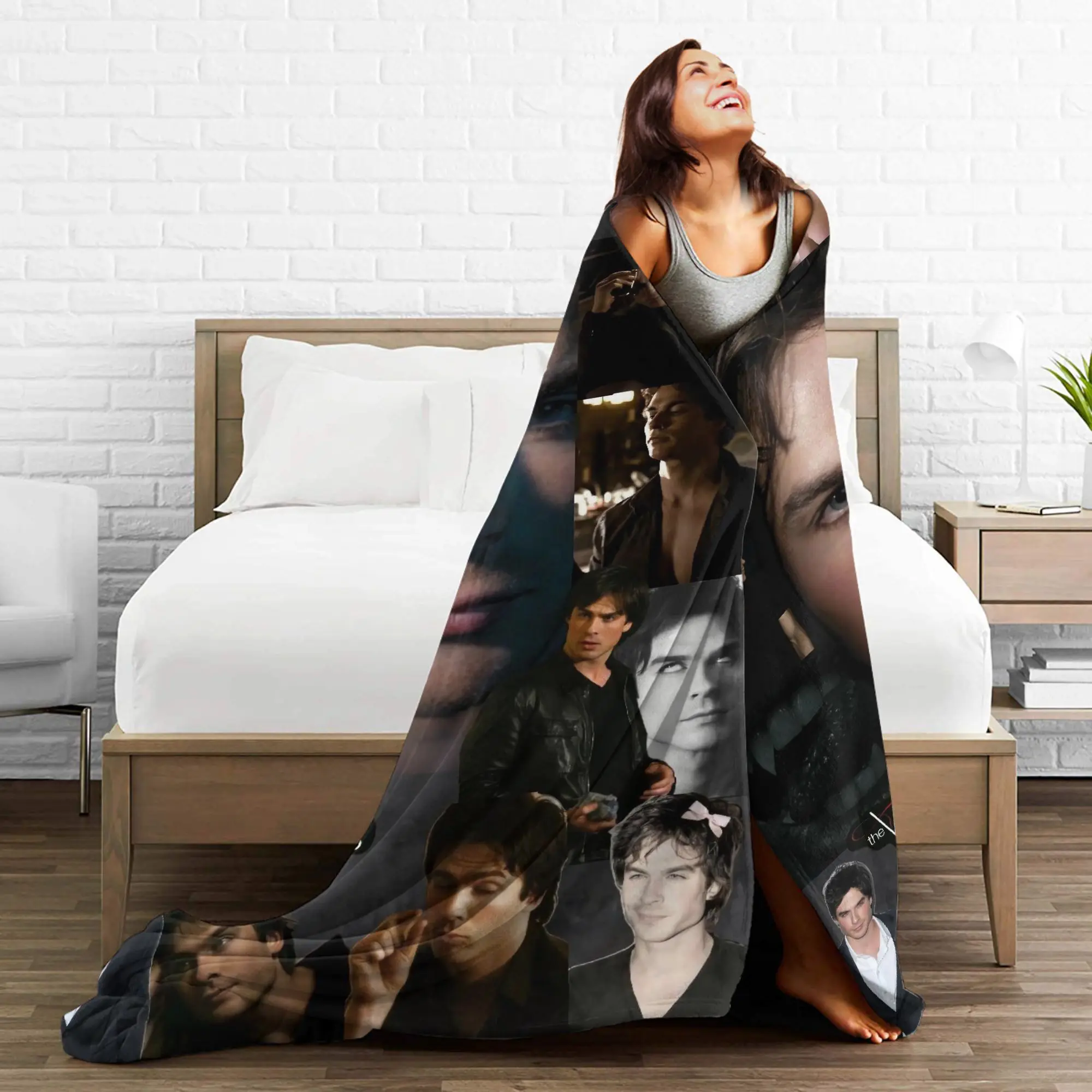 يوميات مصاص الدماء ديمون سلفاتوري المسلسلات التلفزيونية الفانيلا البطانيات الدافئة رمي بطانية للأريكة السرير السفر المفرش أريكة غطاء سرير #4