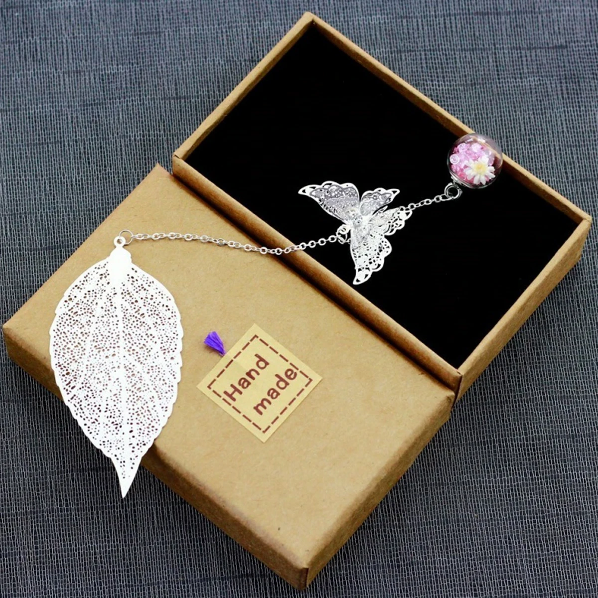 

Ginkgo Biloba Dried Flower Bookmark Student Markers for Women Copper Class Students Stationery
