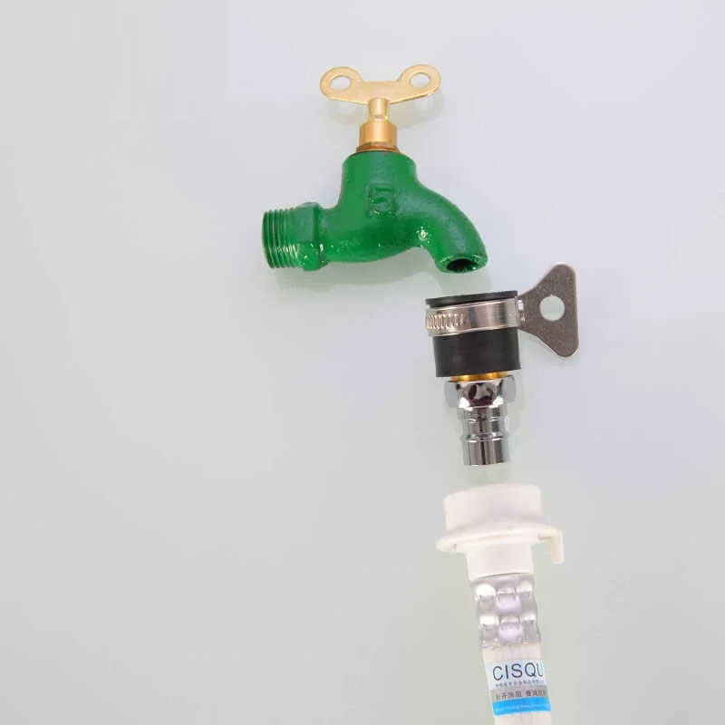 1/2in 3/4in Thread Washing Machine Faucet Spout Adapter Water Inlet Nipple Interface Car Wash Connector Basin Vegetable Basin