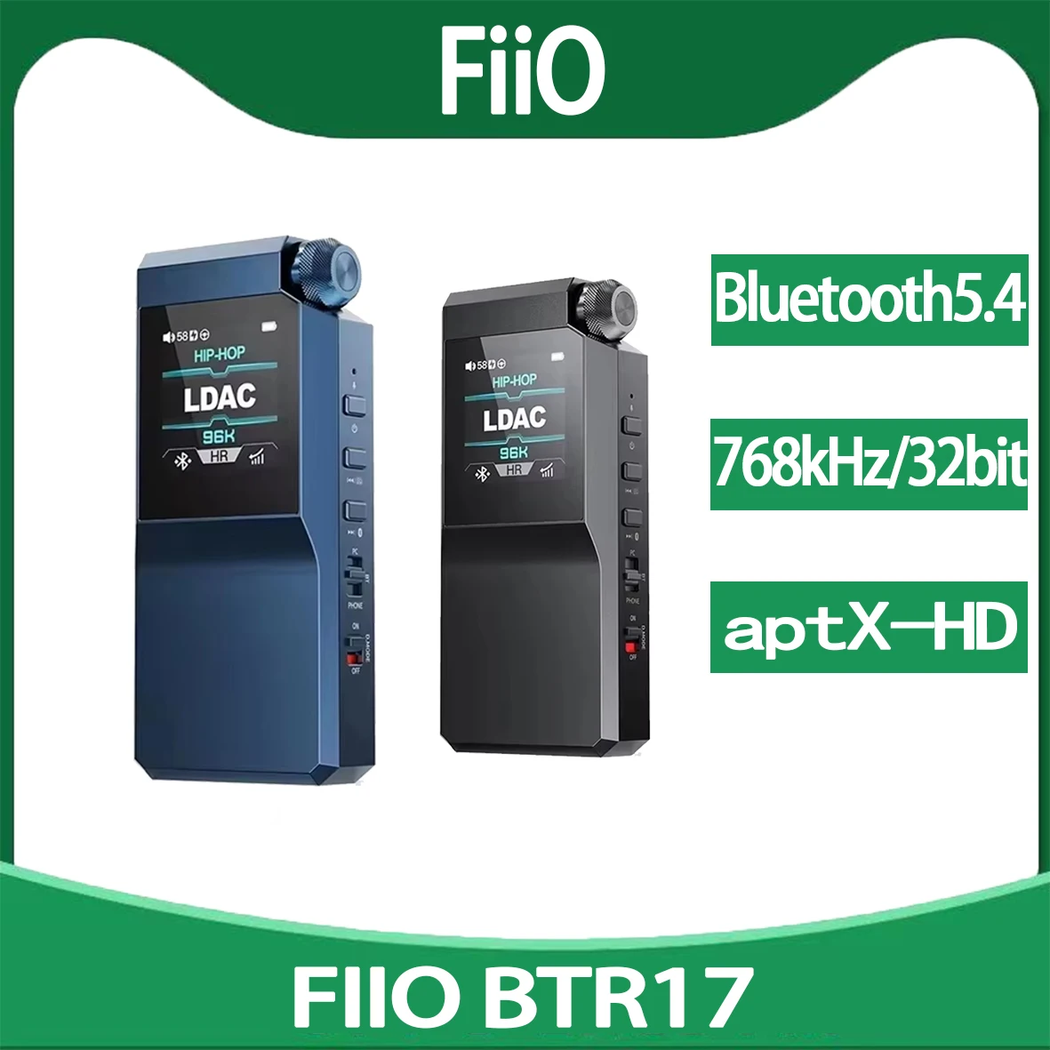 FiiO BTR17 Headphone Amp Bluetooth 5.4 Receiver with LDAC/aptX Lossless support, Hi-Res Portable DAC 768K/32Bit DSD512