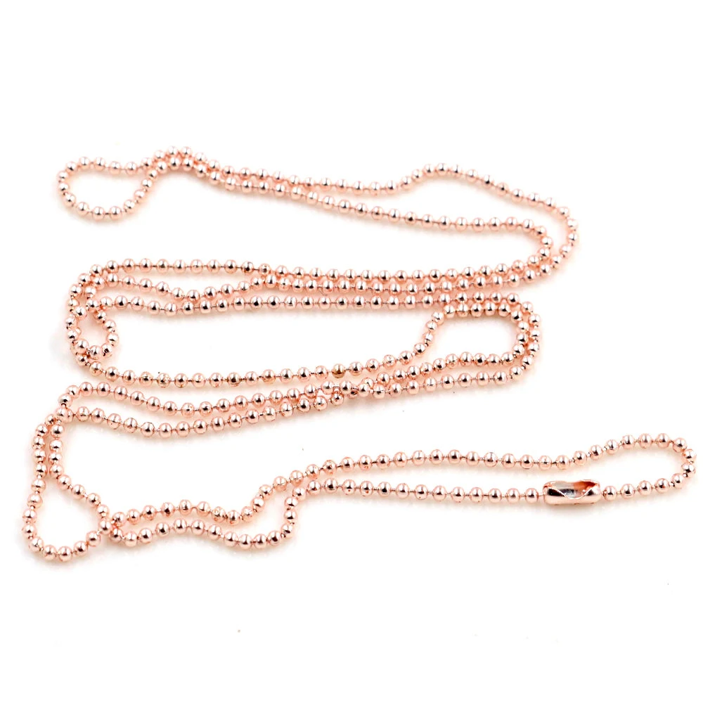 5pcs/lot 3 Size 1.5mm and 2.0mm and 2.4mm Rose Gold Color Ball Beads Chain Necklace Bead Connector 65cm(25.5 inch)