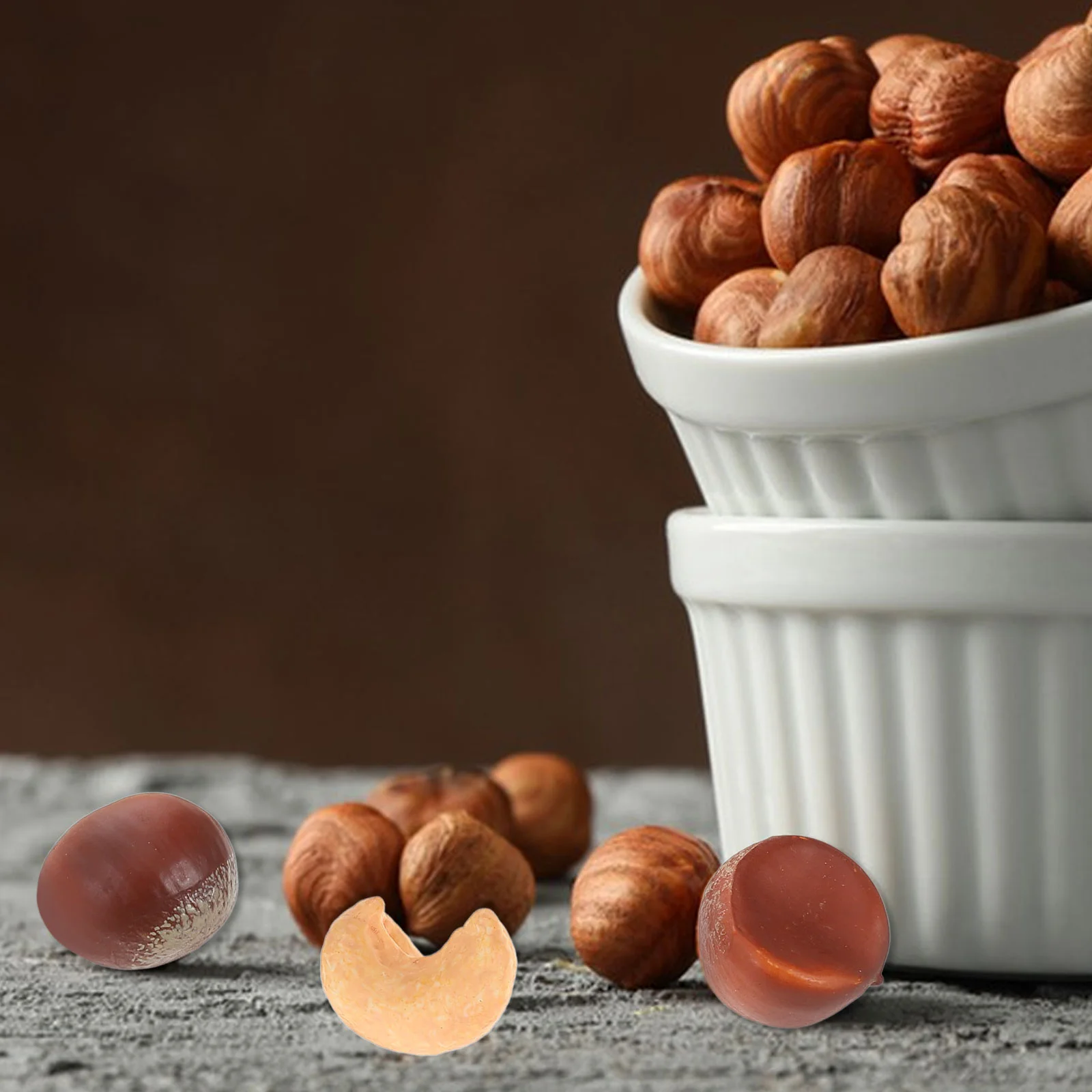 9 Pcs Macadamia Nut Model Crafting Decorations Artificial Models Props Photography Resin