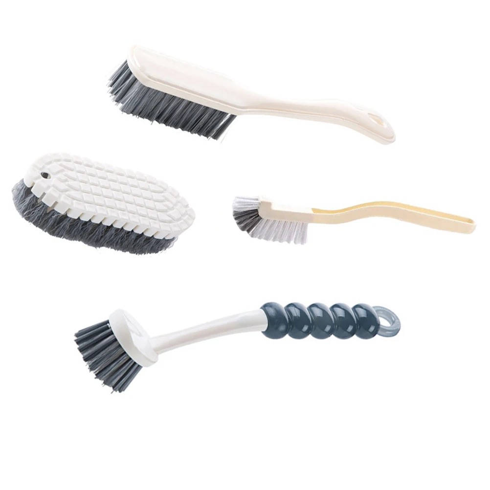 

4pcs Cleaning Brush Kit High Grade Material Ergonomic Handle Flexible Bristles Kitchen Floor Bathroom Home Scrub Brushes Set