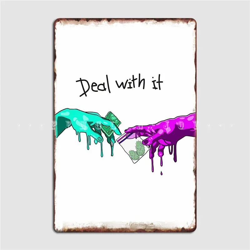 Greek Weeds Deal With It Poster Metal Plaque Pub Wall Decor Pub Garage Create Tin Sign Poster
