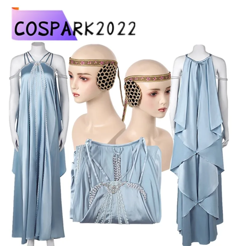 

Fantasia Headband Padme Amidala Cosplay Costume Adult Women Space Battle Dress Nightgown Outfits Halloween Carnival Party Suit