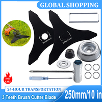3 Teeth Brush Cutter Blade for Various Types 10 Inch Manganese of Grass Trimmer Brush Cutter Lawnmower Accessories