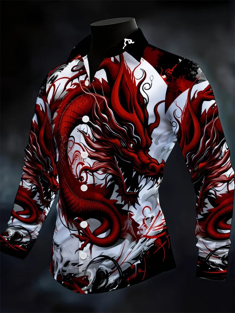 New men's 3D Printed Striped Long Sleeved Shirt With high-quality Casual Long Sleeved Top Featuring Line Patterns
