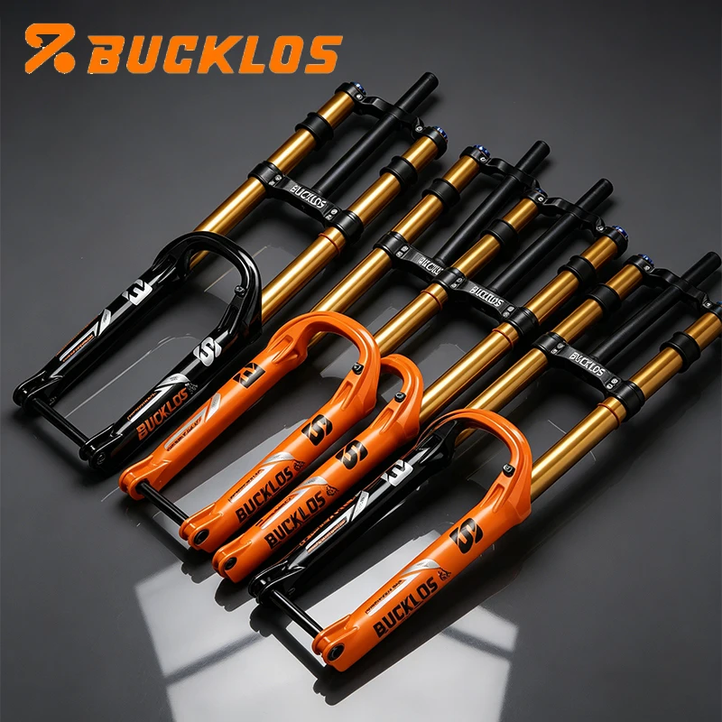 

BUCKLOS 27.5/29inch Mountain Bike Fork Double Crown Air Suspension Fork Bicycle 180mm Travel for Snow Beach E-Bike MTB Fork