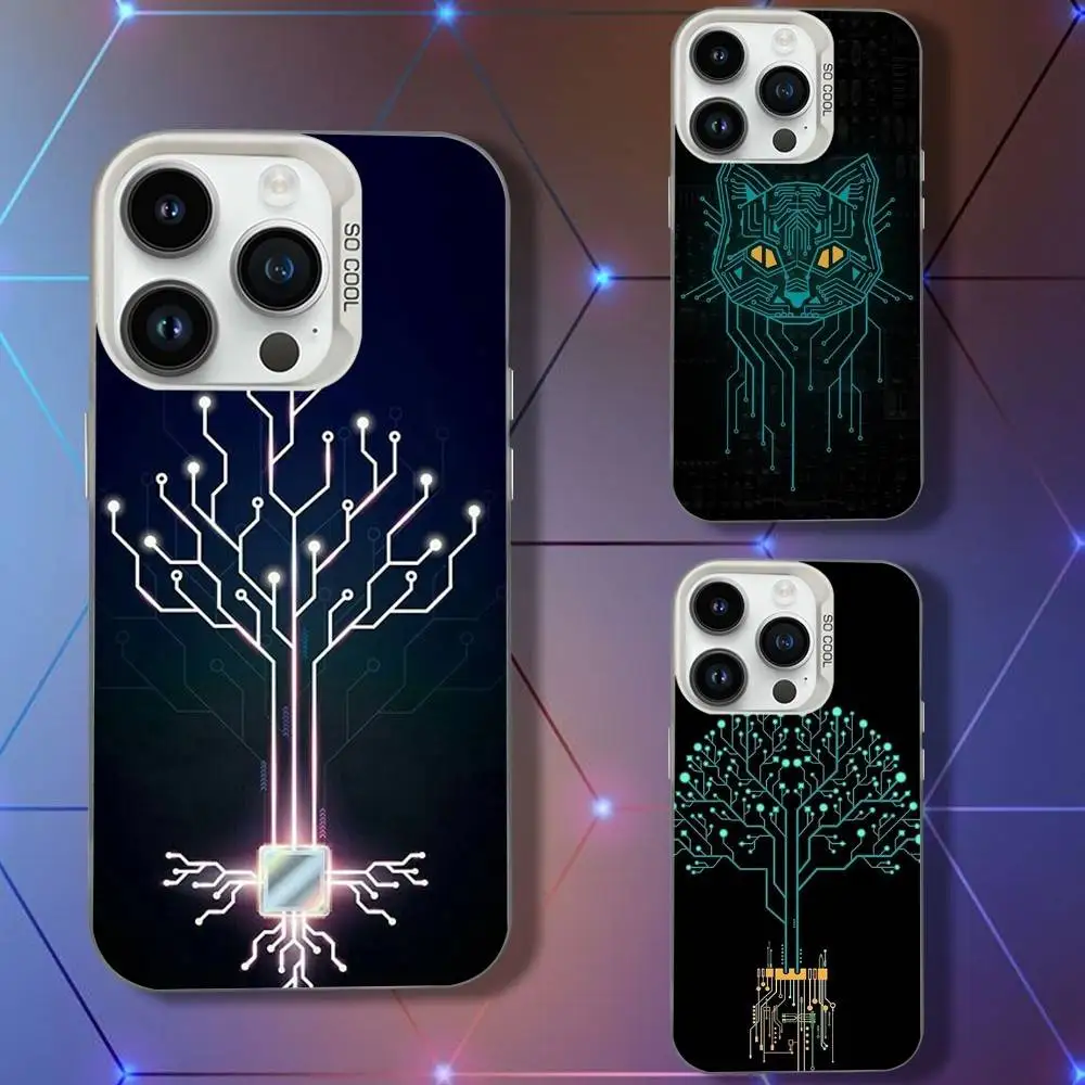 

Art Circuit Board Phone Case For iPhone 16,15,14,13,12,11,Pro,XS,Max,Plus,Mini,SE White Candy Matte Shockproof Cover