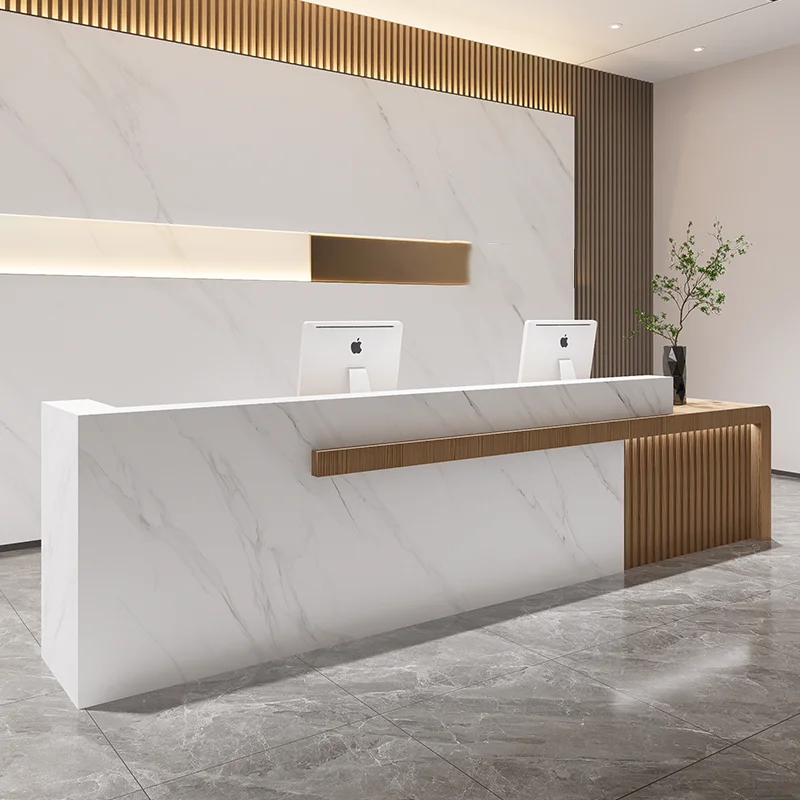 Beauty Office Reception Desk Cashier Modern Mobile Hotel Counter Clinic Reception Desk Luxury Recepcion Commercial Furniture HDH