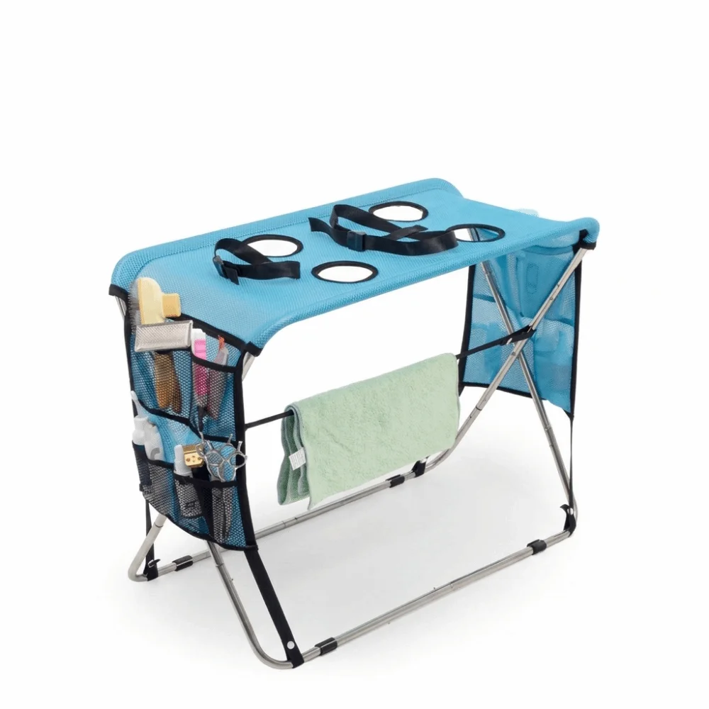 Folding Pet Grooming Hammock Anti-Scratch Multi Hole Pet Bathing Rack Detachable Quick Dry Mesh Cat Washing Hammock Home Use