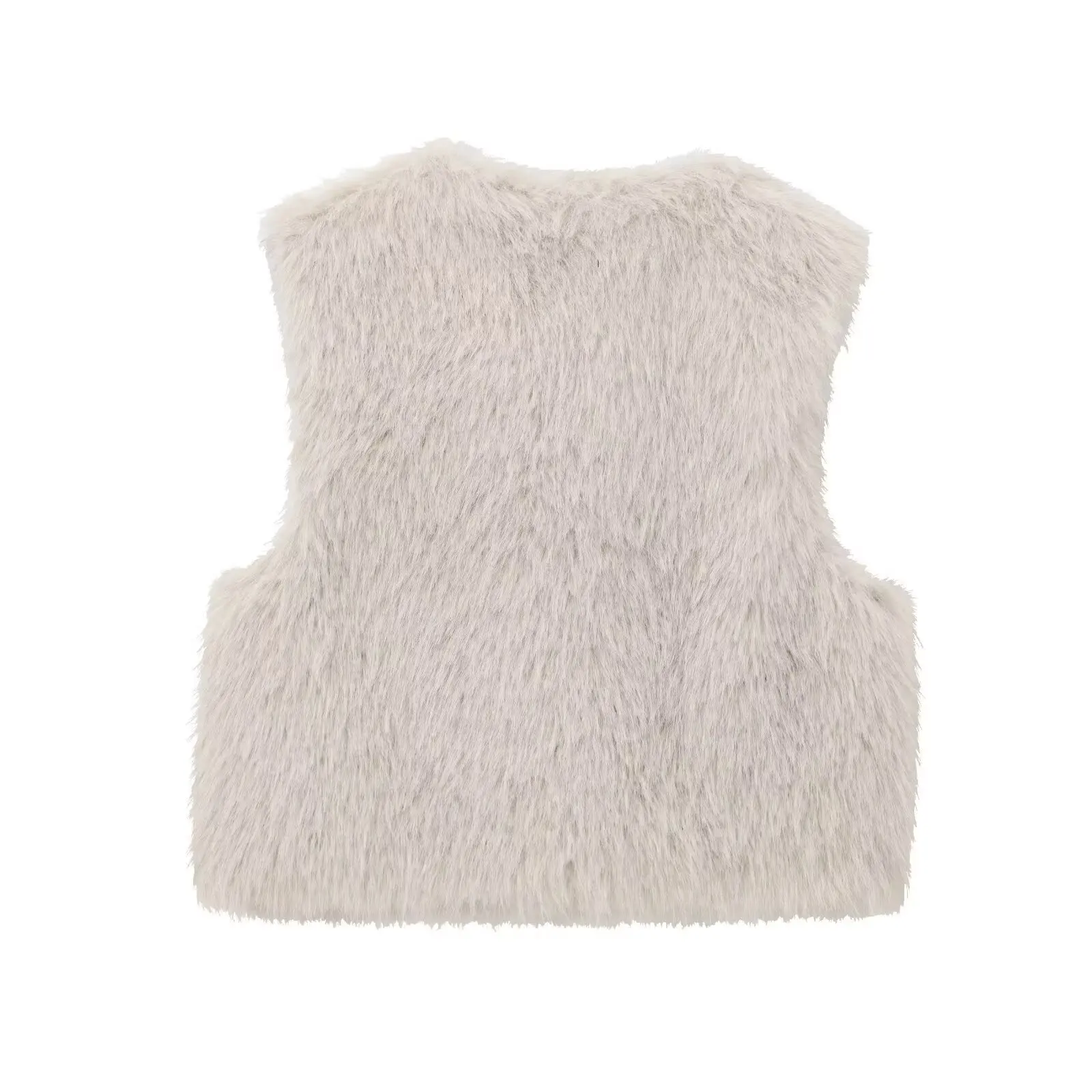 Guobioziy Women's Cardigan Vest Jacket Solid Color Coat Vest Street Style Fashion Solid Color Sleeveless Faux Fur Vest