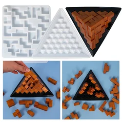 3D Puzzles Game Pyramid Jigsaw Block Building Epoxy Resin Mould Handicrafts Silicone Molds for Crafts
