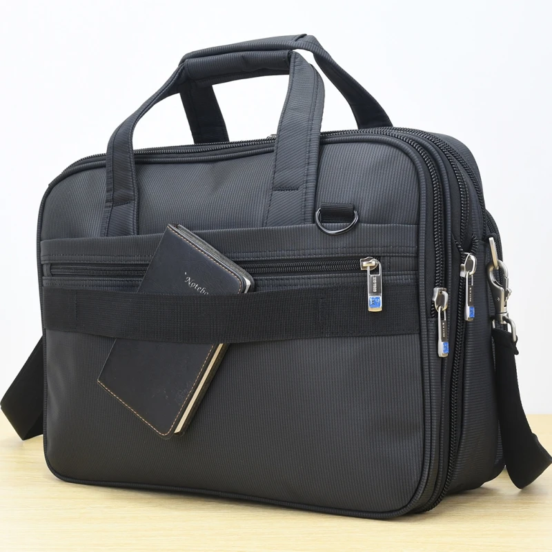 Large Capacity Business Computer Bag Men's Handheld Travel Briefcase Shoulder Crossbody Backpack Tool Bag Polyester Material