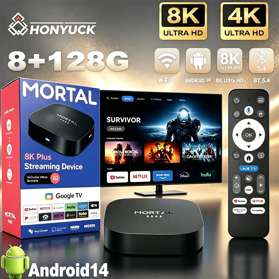 Original T1+ 8K HD TVBox Android 14.0 RK3518 Quad Core 8GB RAM 128GB ROM Dual Wifi 2.4G/5.8G Home Theater Media Player New style