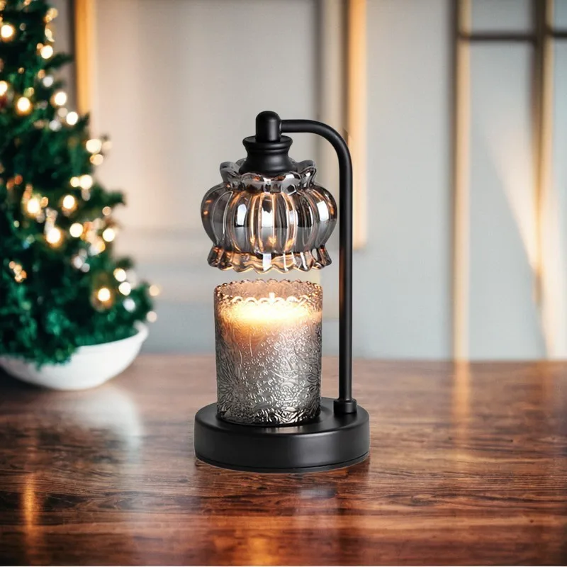 

Home American Retro Glass Aromatherapy Melting Candle Lamp with Timed Dimming, Light Luxury Desktop Decoration Ornament