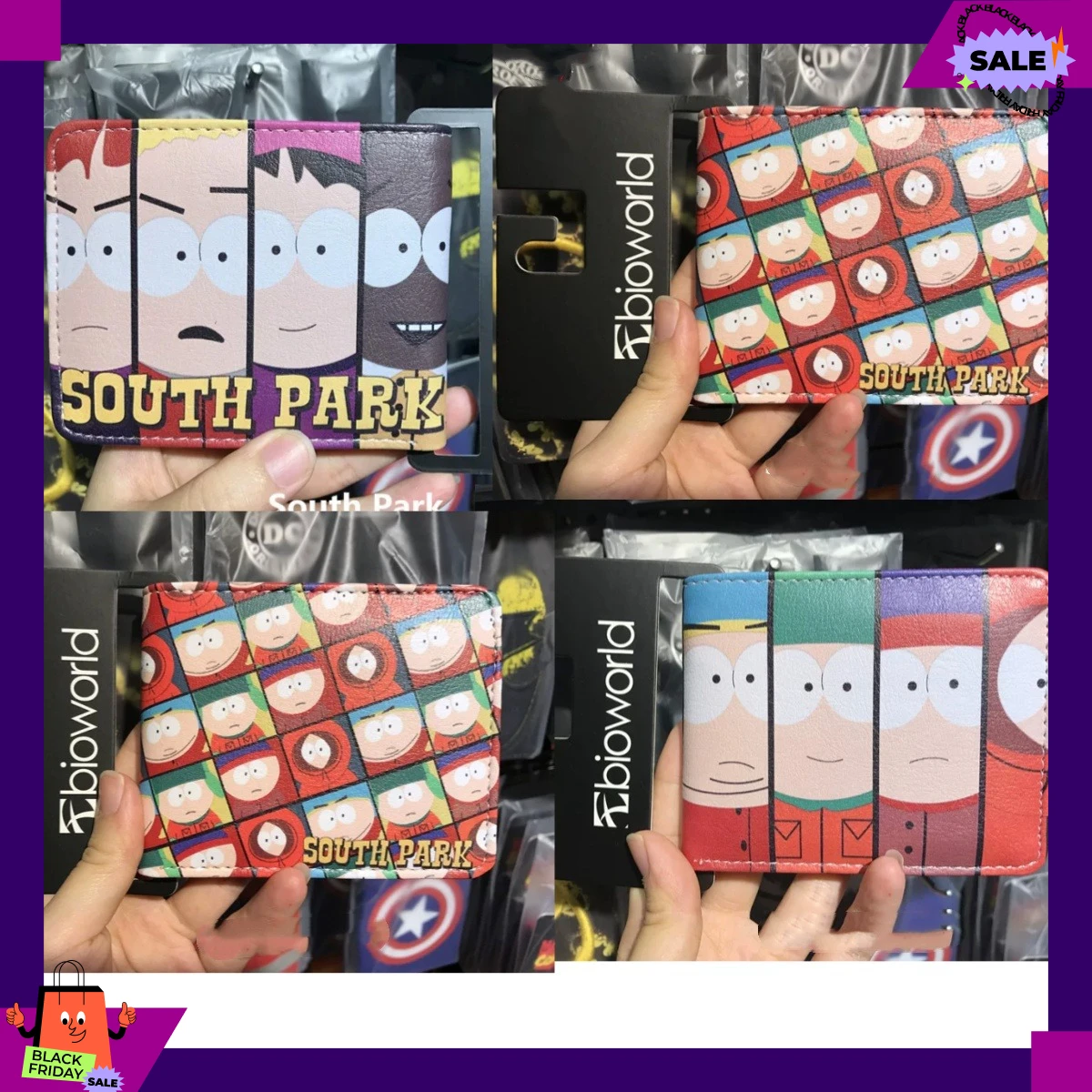 Monedero de PU de South Park, con diseño de clip de prepucio, para jóvenes (hombres y mujeres), con temática de anime, regalos de cumpleaños