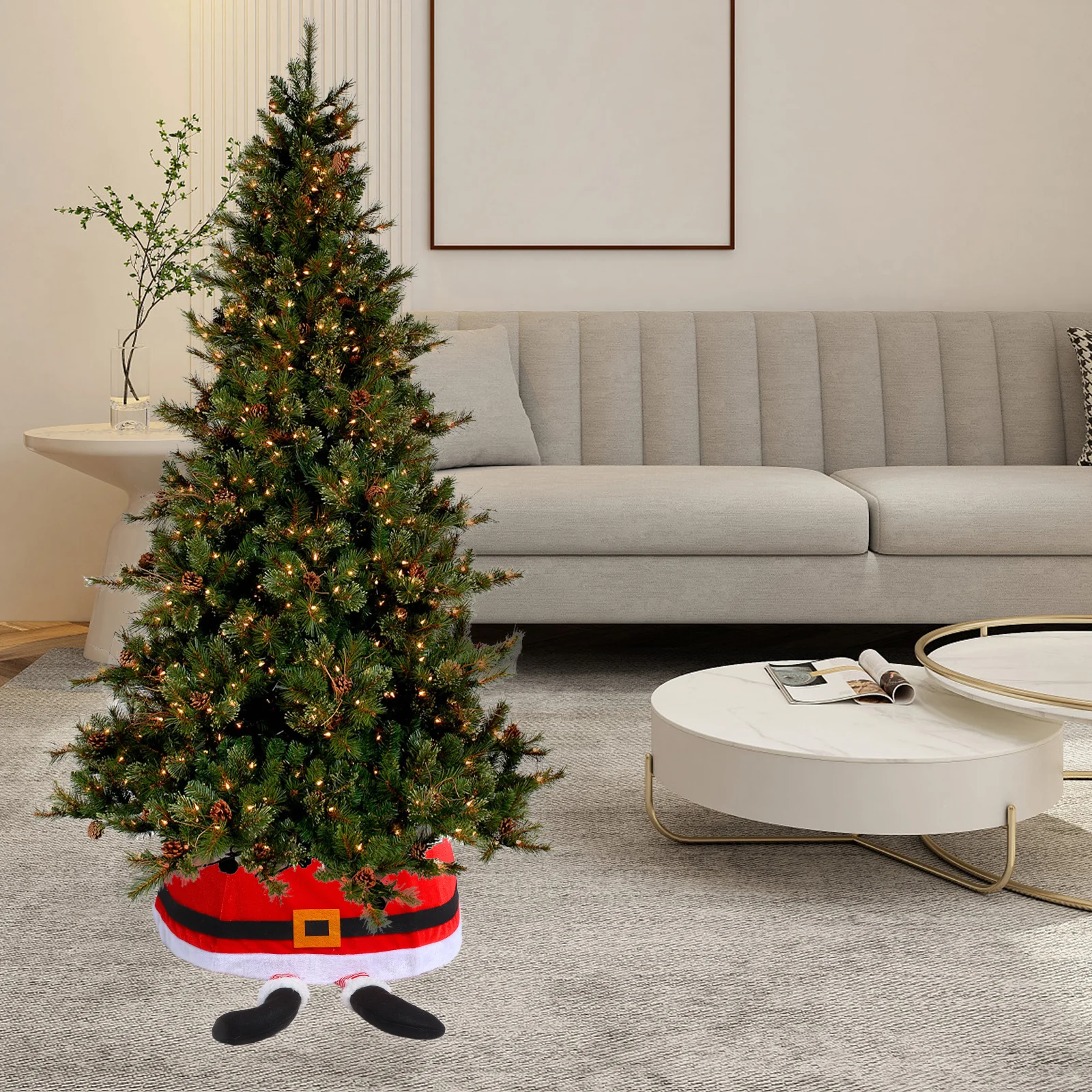 

Christmas Tree Collar Elegant Santa Claus Themed Decoration Base Collar for Artificial Trees Holiday Decor Accessories