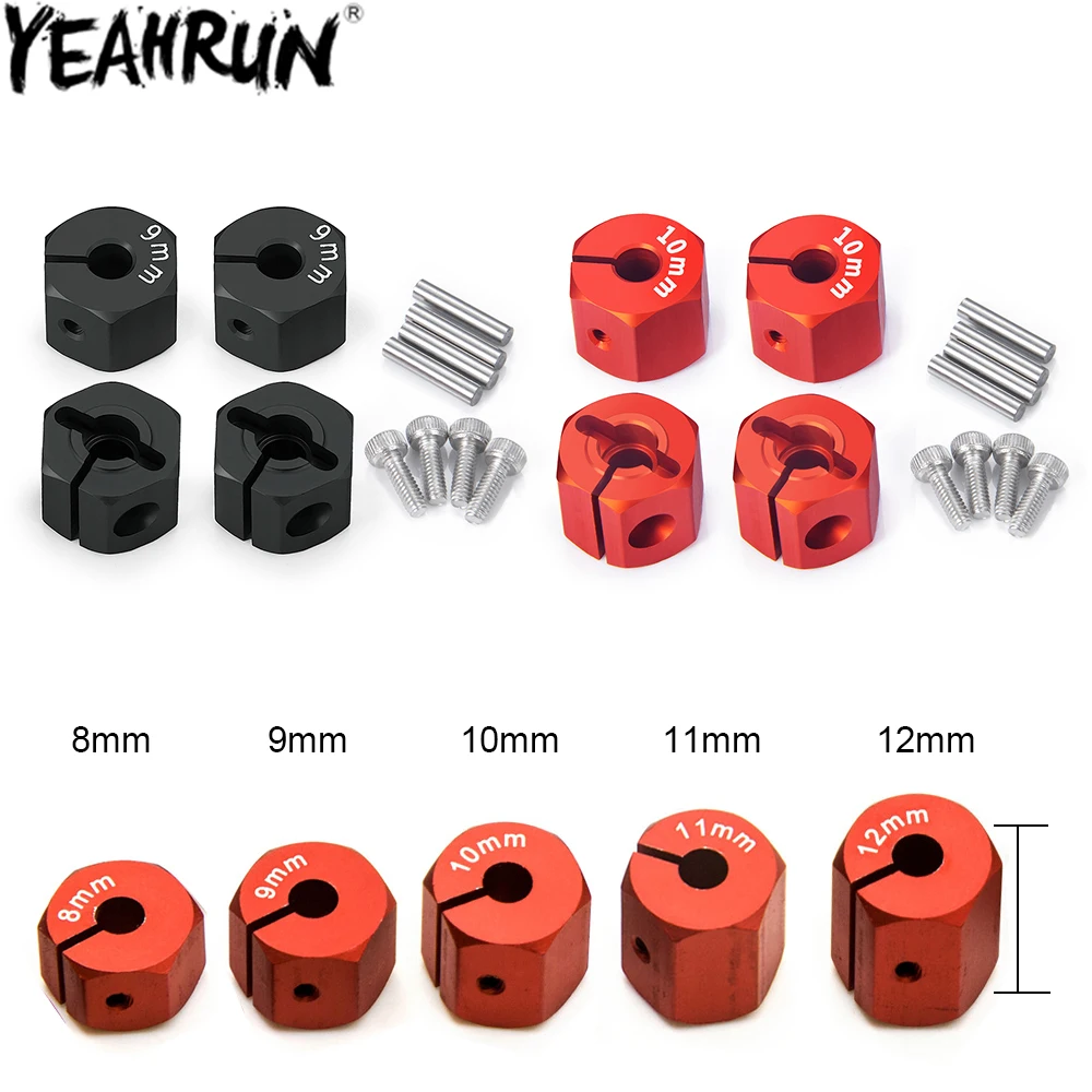 

YEAHRUN 4PCS 12MM Hex Wheel Adapter with Pins Screws 8/9/10/11/12mm for 1:10 Axial SCX10 Wraith TRX4 TRX6 Sakura HSP HPI Parts