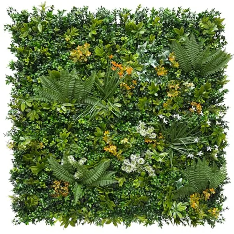 

Artificial Green Wall Panels: 20"x20" 4 Pack Faux Greenery Vine Hedge Ivy Privacy Fence Screen with UV AntiandFake Boxwo