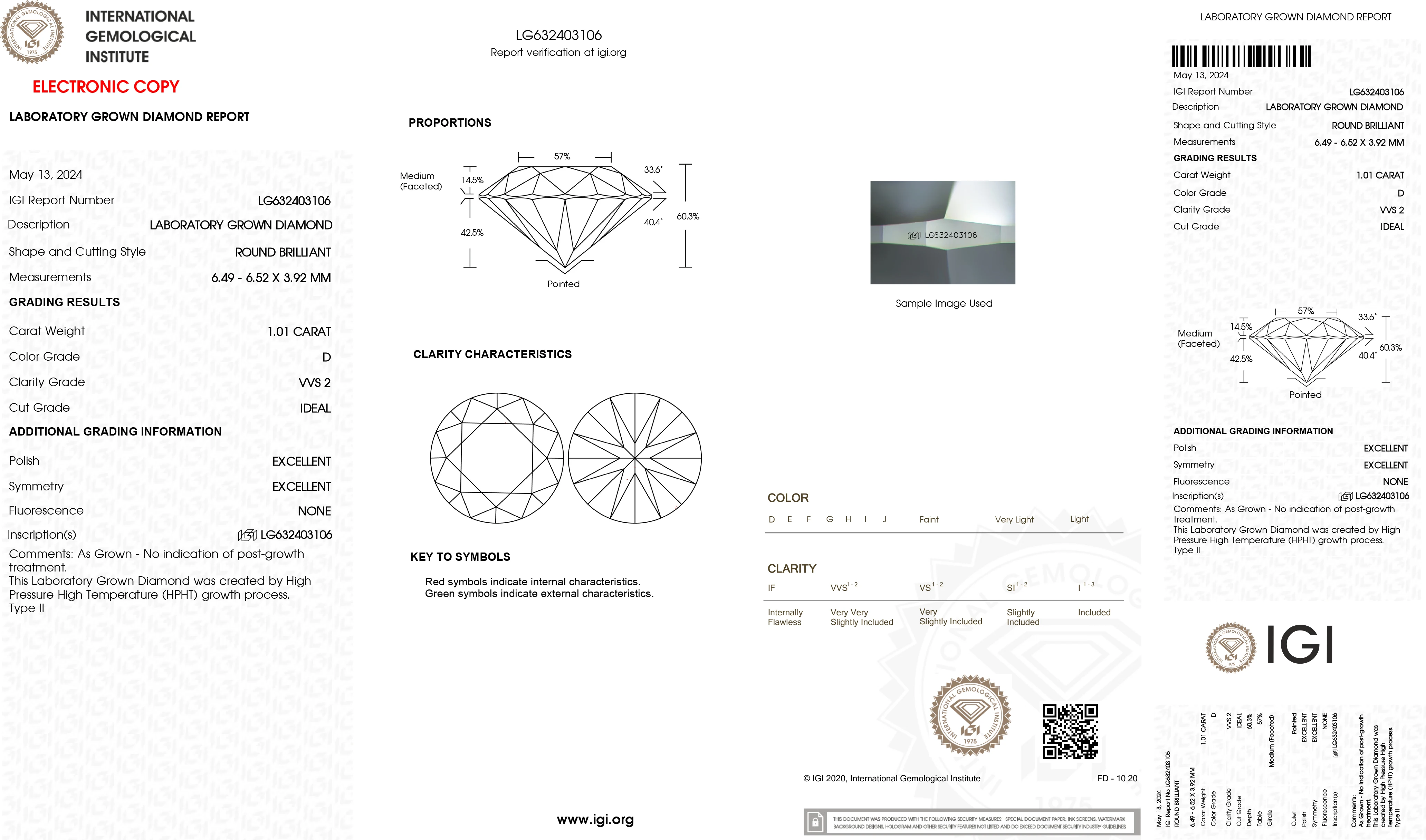 1.01 ct Round Ideal Cut D Color VVS2 Clarity IGI Certified Lab Grown Diamond CVD HPHT Loose Diamond