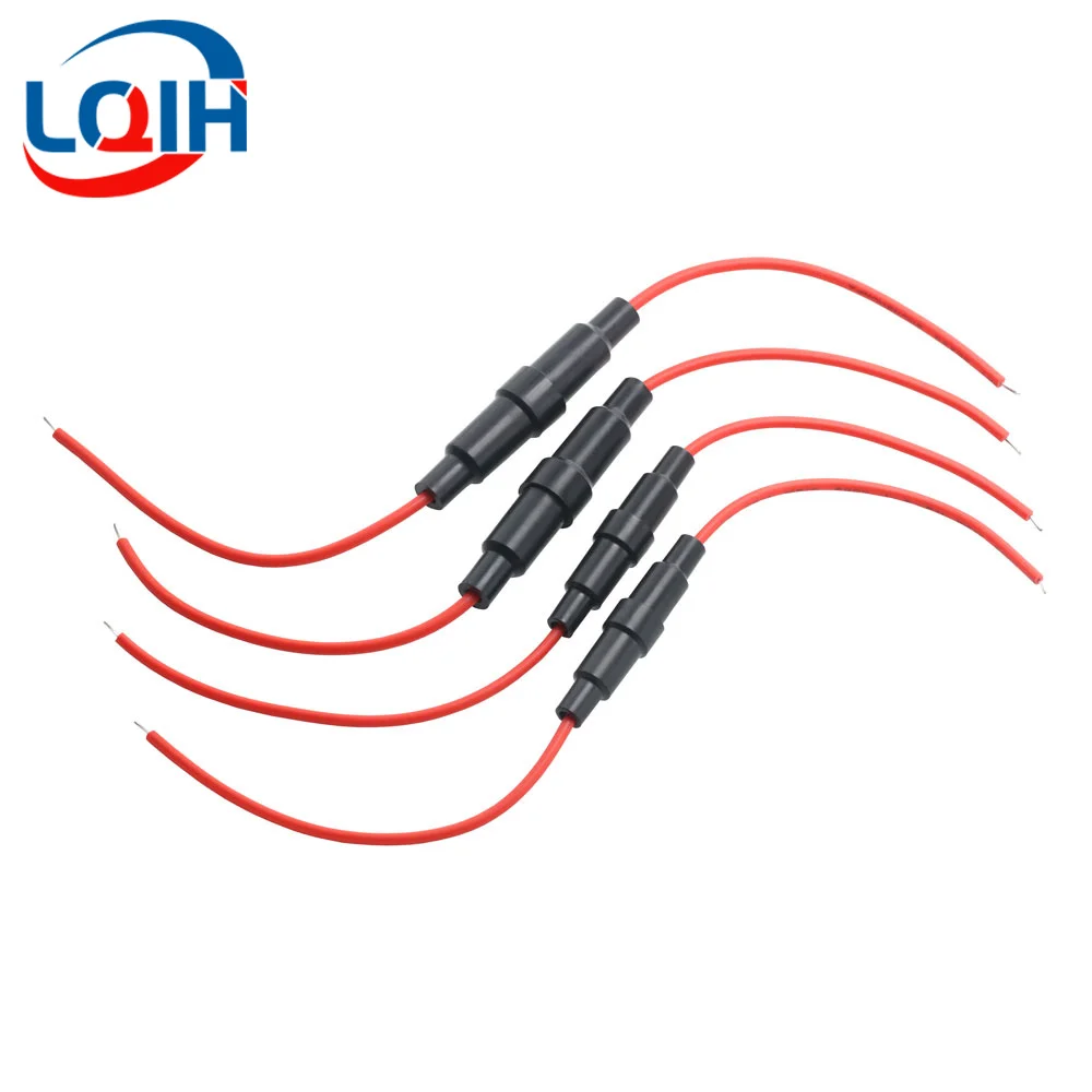 5set 5*20/6*30mm Glass Fuse Holder Screw Type with 5PCS 16/18/20/22AWG Wire Cable 5X20/6X30MM Glass Fuse Tube 5PCS+5PCS=10PCS