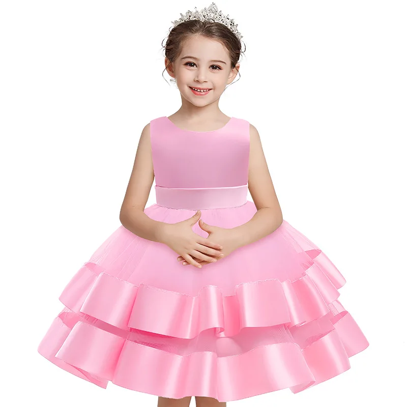 Children Girl Princess Dress 2023 New Fashion Sleeve Party Birthday Costume Toddler Outfit Patchwark Solid Tutu Dress for 1-7Y