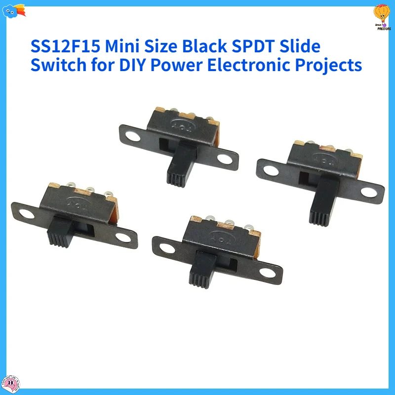 20PCS SS12F15 Mini Size Black SPDT Slide Switch 50V 0.5A for DIY Power Electronic Projects G6 1P2T Toggle Switch Handle 3-7mm