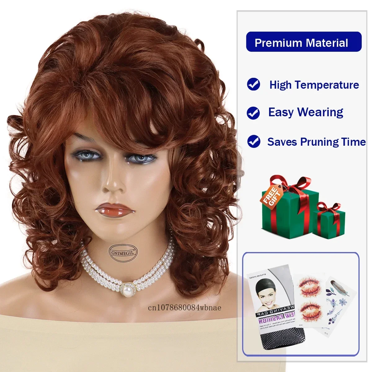 أوبورن بيروكات صناعية مع الانفجارات الطبيعية رقيق لينة نطاط شعر مستعار مجعد للنساء السيدات اليومية زي تأثيري شعر مستعار للحفلات