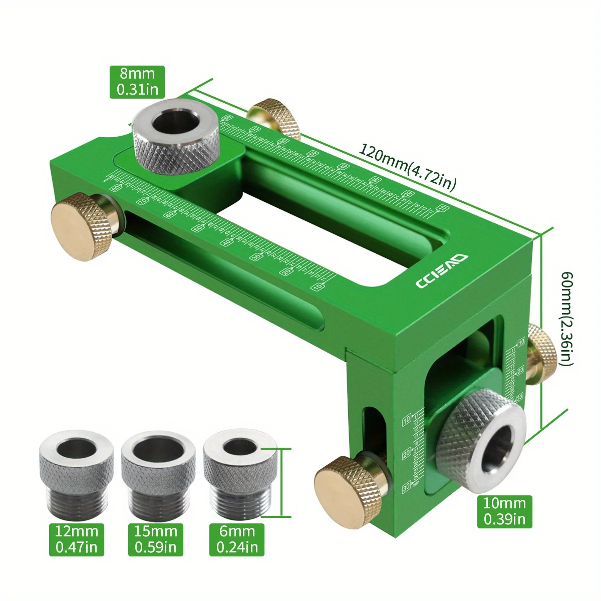 스크류 지그 2-in-1 조정 가능한 목공 드릴링 펀처 로케이터, 6/8/10/12/15mm 핀 고정 장치 목공 구멍 드릴 비트 세트