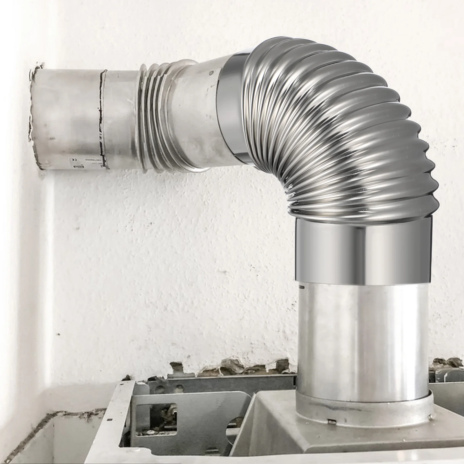 

Elbow Chimney Flue Stainless Steel Flexible Rustproof Kitchen Vent Hose Wood Stove Exhaust Durable Flame Retardant Coating