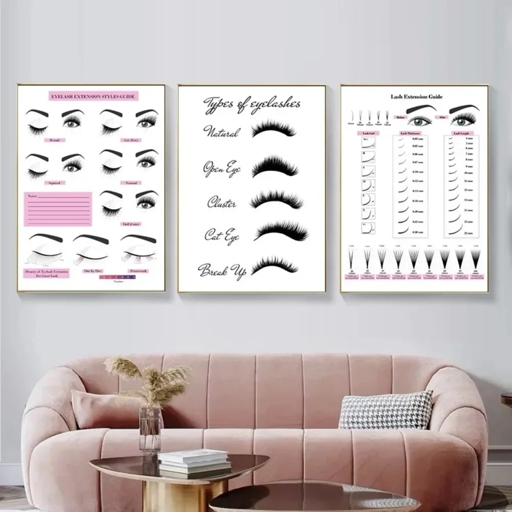 Canvas Painting HD Print Wall Poster Eyelash Extension Guide Series Eyelash Technician Form Make-up Room Beauty Salon Decoration - view 3
