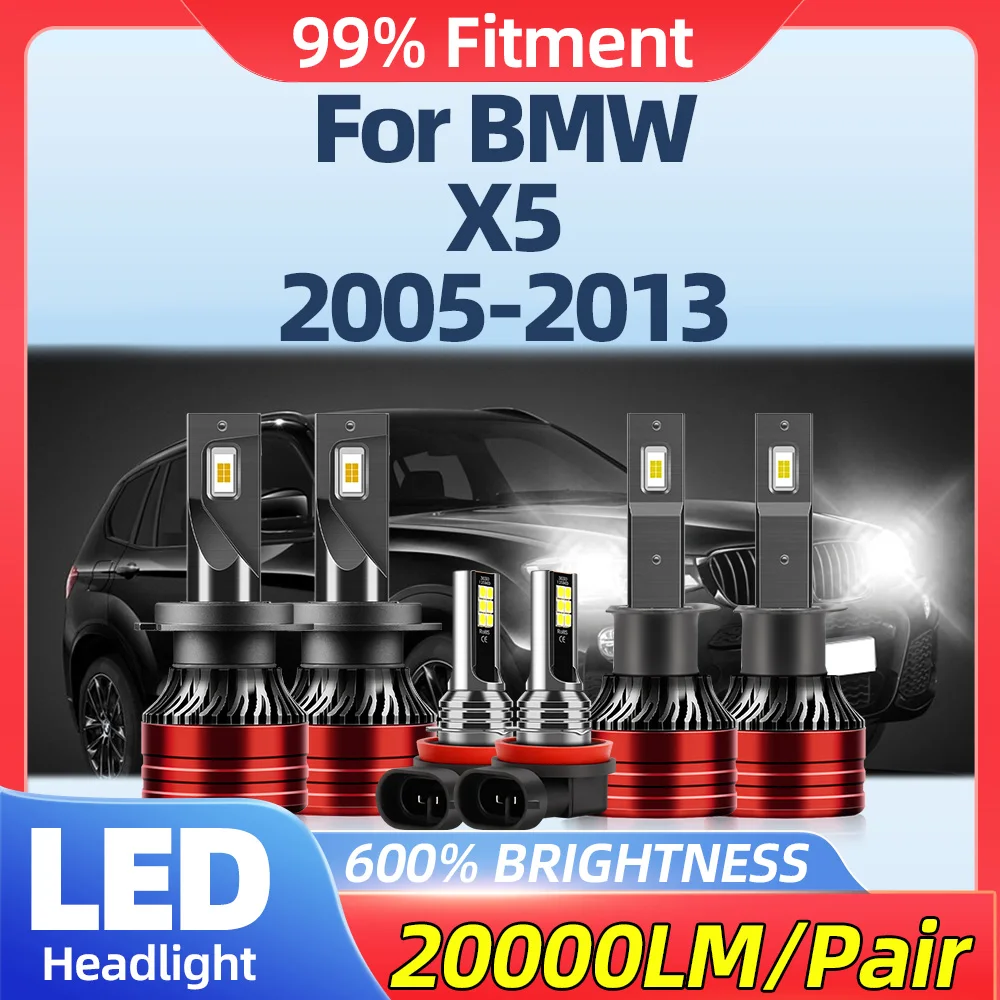 60000LM Fog Lights 360W LED Car Headlight Bulbs 6000K 12V Turbo Auto Headlamp For BMW X5 2005-2007 2008 2009 2010 2011 2012 2013