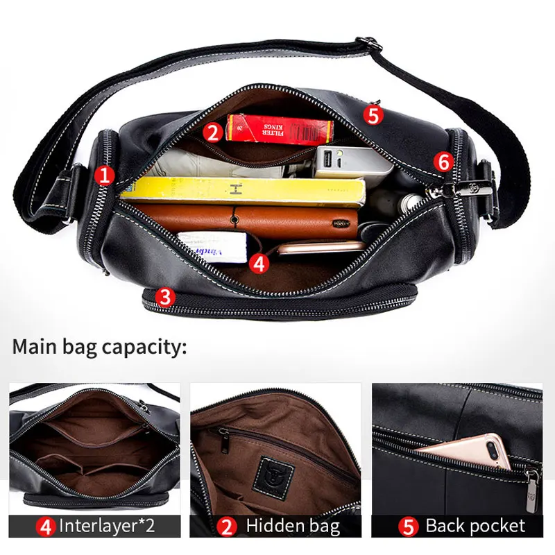 Bullcaptain Men\'s Crossbody Bag Sports Fitness Business Sling Bag Outdoor Travel Shoulder Purse & Backpack