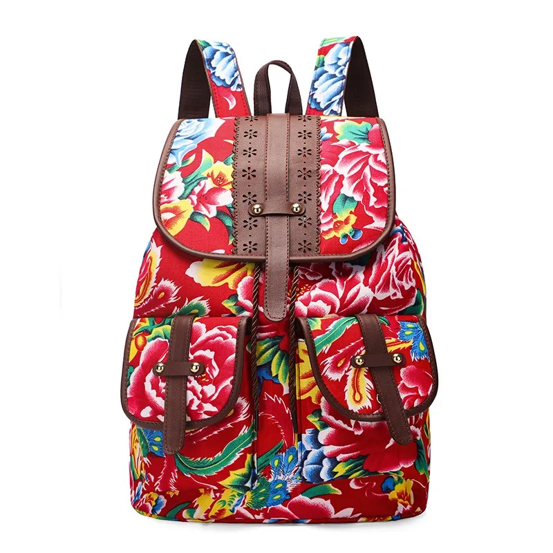 Ethnische Blume Rucksack Mode neue Taschen für Frauen große Kapazität lässig Schult asche Persönlichkeit Muster Tasche süß trend iges Design