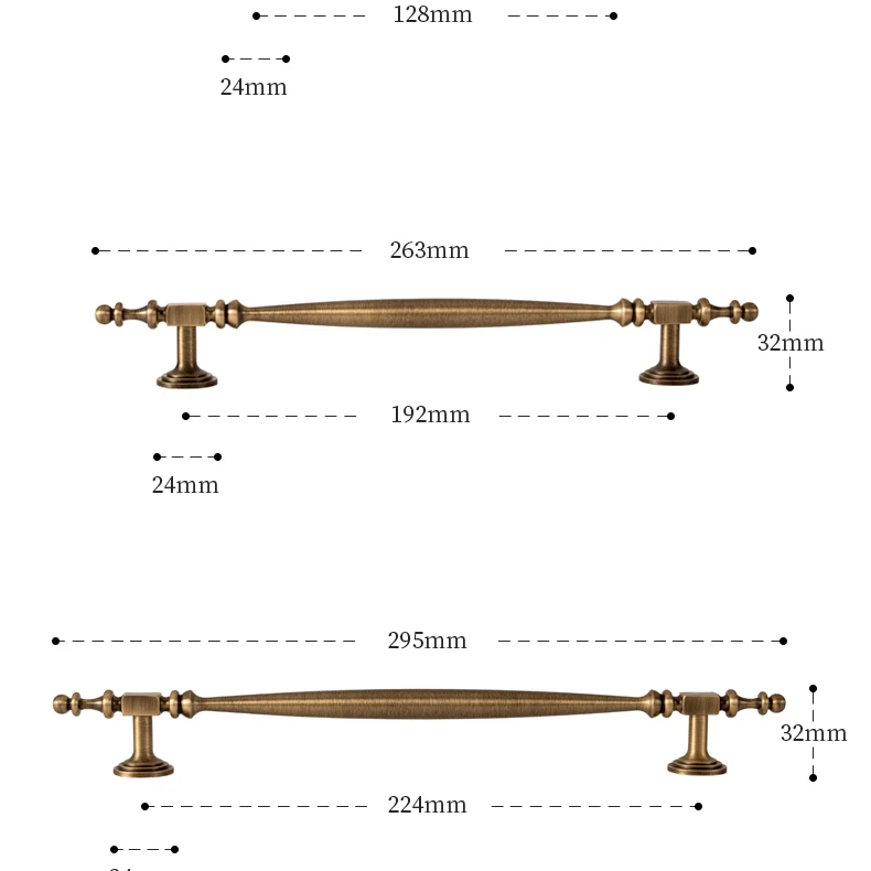 Brushed antique brass furniture handle 22