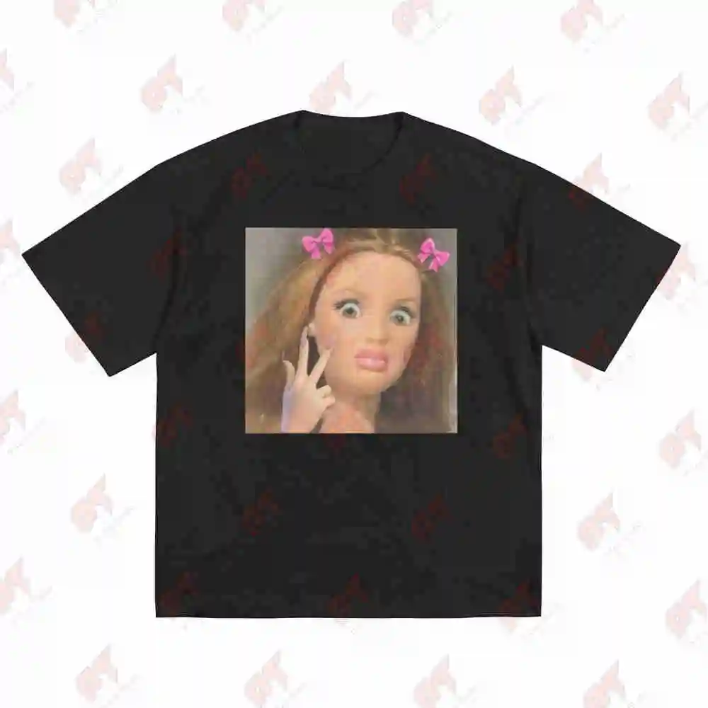 Doll Face Peace Two Fingers Meme Humor Sarcastic Short Sleeve Tee 100% Cotton T-Shirt