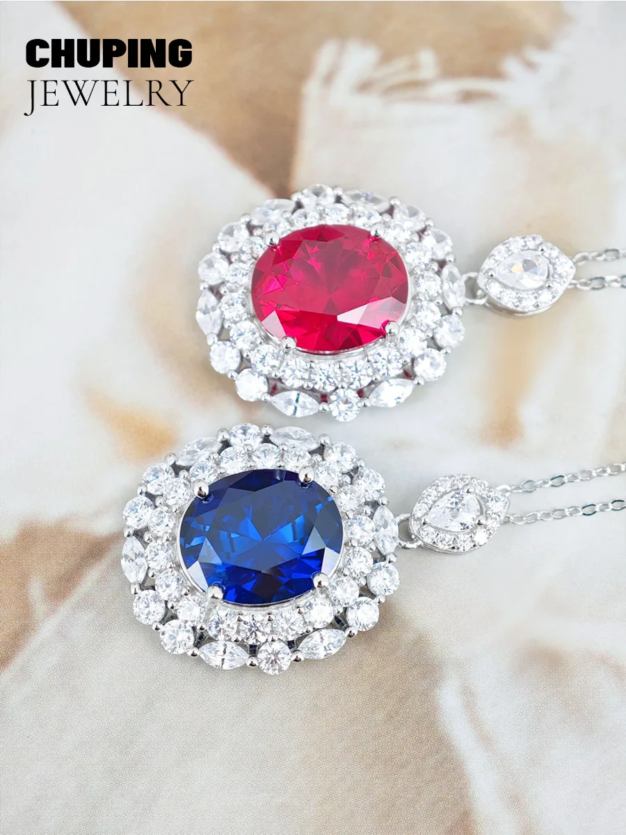 Chu Ping joyería fina cristal amarillo y rubí de laboratorio forma ovalada S925 collar para la fiesta de noche o regalo conmemorativo de aniversario