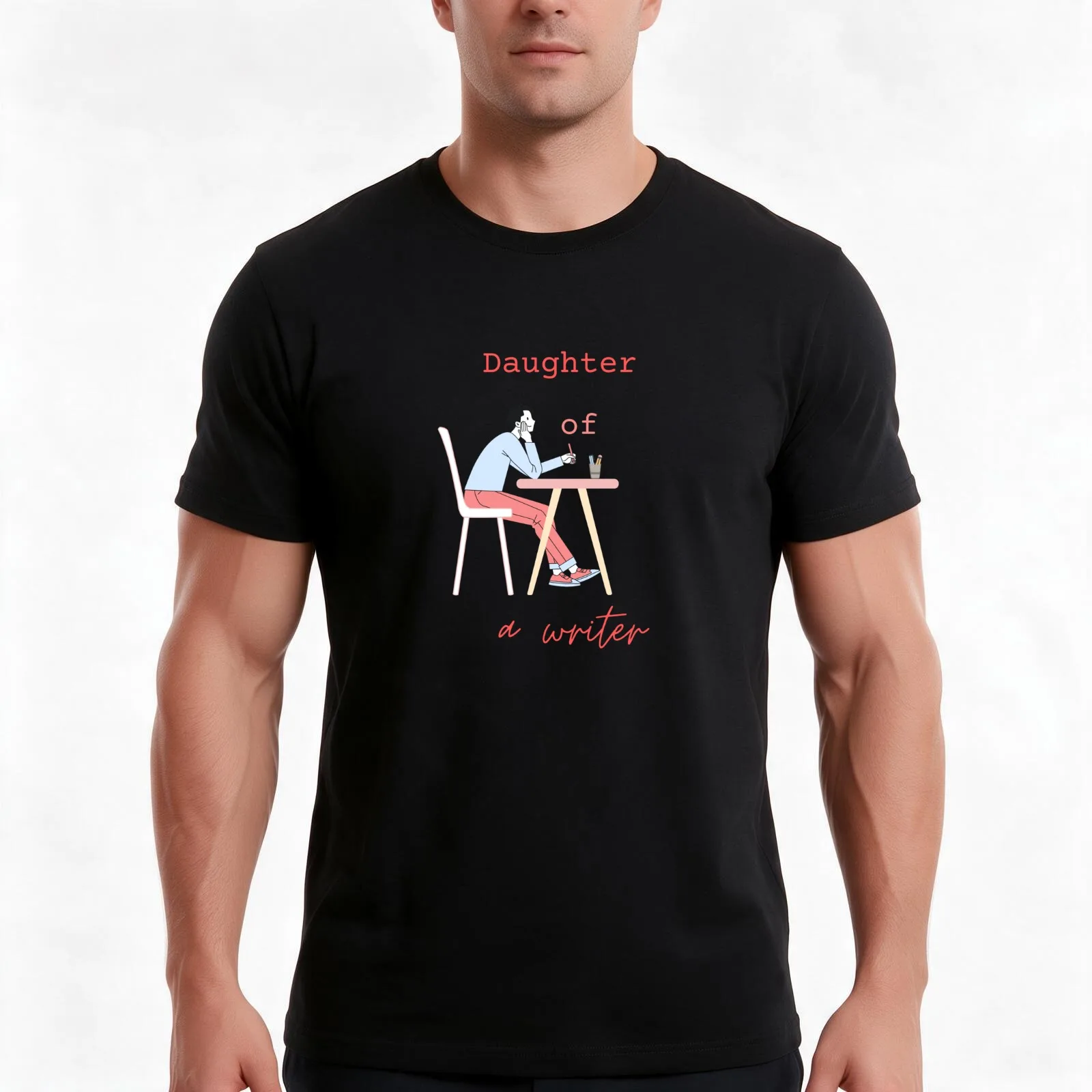 Daughter of a Writer Baby Clothes // For Writer Dads T-Shirt, Summer Casual Cotton Tee, Oversized Streetwear Tops, 100% Cotton