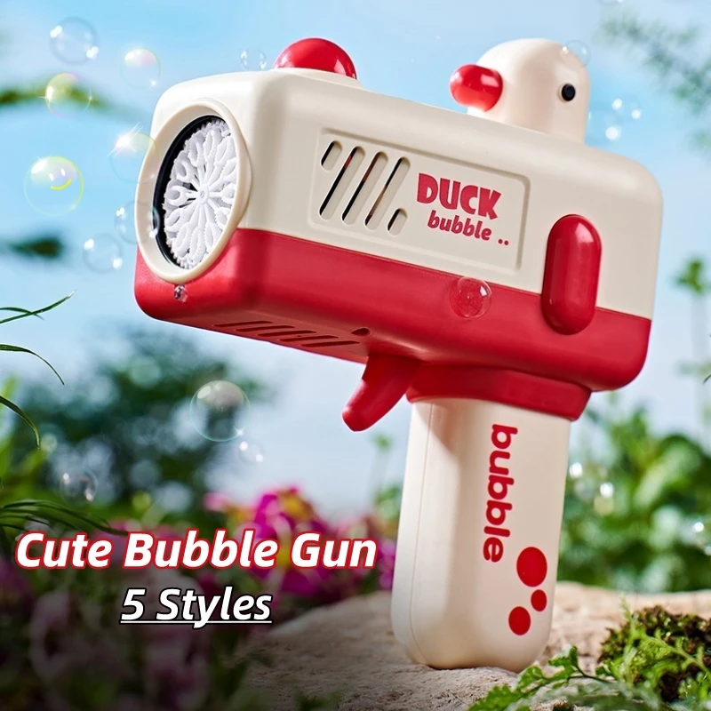 Cute Bubble Gun Kids Toy Máquina automática de bolhas Sabão elétrico Bubble Blower Verão Outdoor Party Games Childern's Day Gift