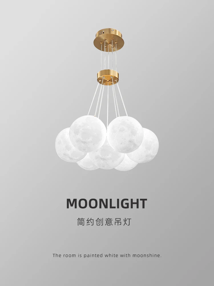 

Moon chandelier, living room main light, bubble ball, magic bean lamp, bedroom, creamy and romantic style