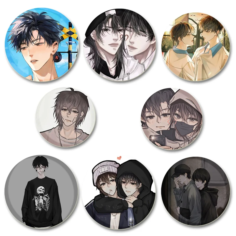 

Comic Novels Wait for Me After School Cartoon Style Badge Chen Jingshen Yufan Handmade Round Enamel Pins Jewelry Gift Accessory