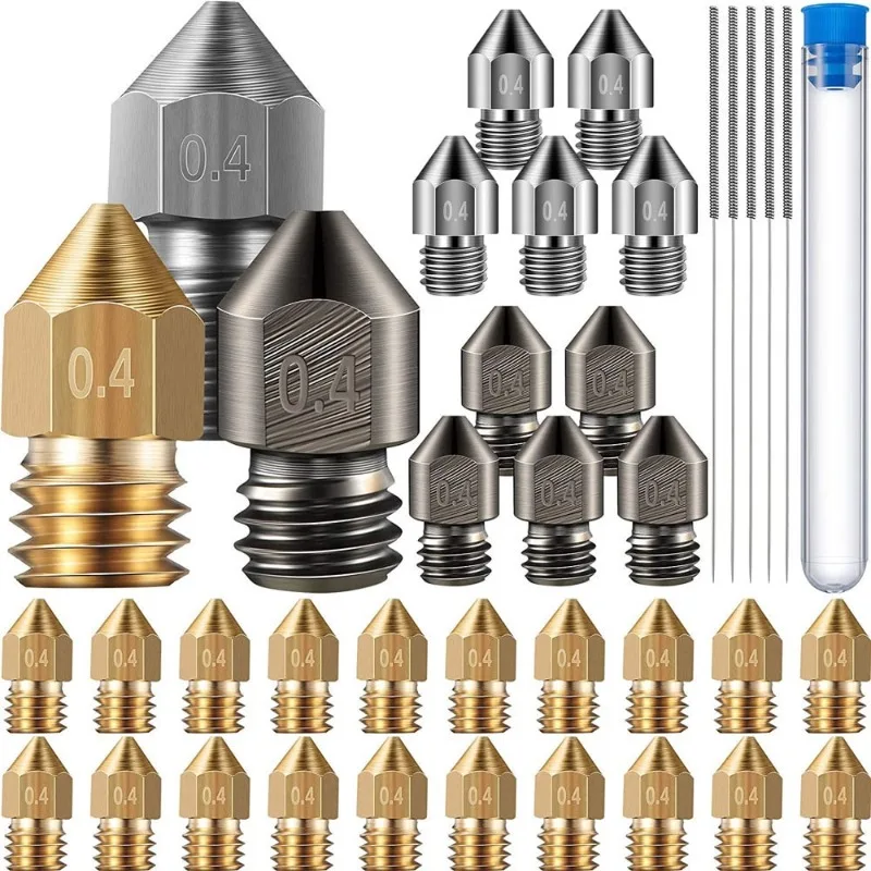 Universal MK8 Extruder Nozzle Kit High Precision Brass Extruder Nozzle 3D Printer Replacement Accessories