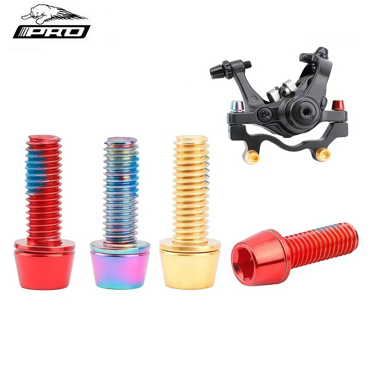 IIIPRO Bike Disc Brake Caliper & Crank Bolts M6x18 MM Stainless Steel ( Red / Gold / Rainbow )- 6