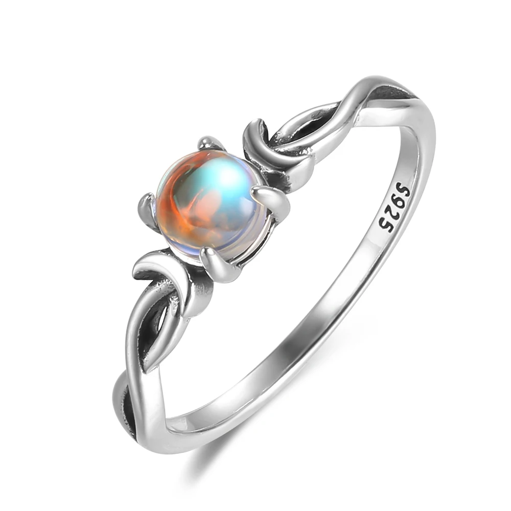 Roru real s925 moonstone anéis de prata anéis de diamante casamento da noiva banda feminino presente anillos compromiso mujer anéis