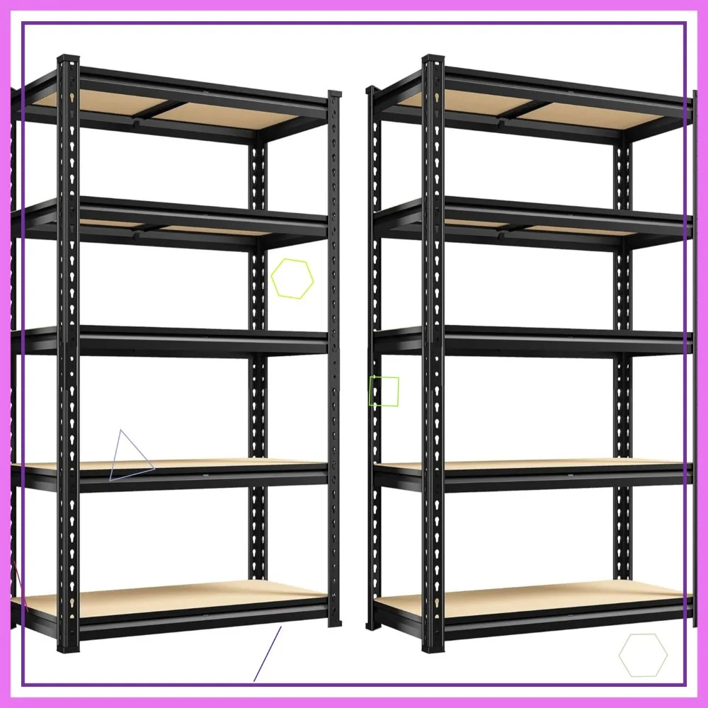 عبوة من أرفف معدنية شديدة التحمل مكونة من 5 طبقات، وحدة تخزين قابلة للتعديل لمستودع المطبخ في المرآب، سعة 2000 رطل #1